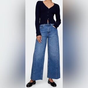 GAP 35|20R Women’s Y2K High Rise Stride Ankle Light Wash Wide Leg Raw Hem Boho